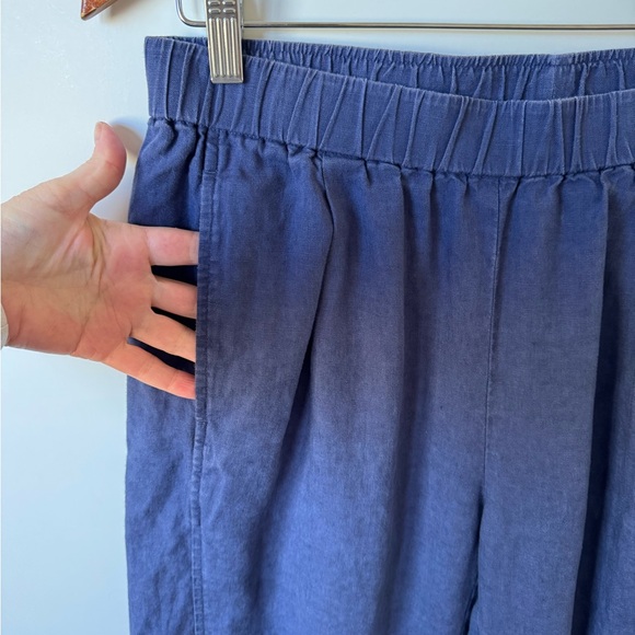 Eileen Fisher Blue Lantern Ankle Pants in Organic Linen - Picture 4 of 7